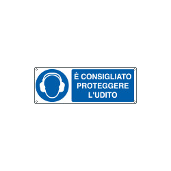 Cartello obbligo è consigliato proteggere l'udito EN ISO 7010