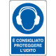 Cartello obbligo è consigliato proteggere l'udito EN ISO 7010
