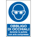 Cartello occhiali durante pulizia aria compressa EN ISO 7010