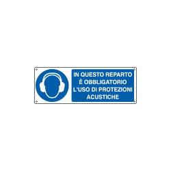 Cartello obbligo in reparto uso protezioni acustiche EN ISO 7010