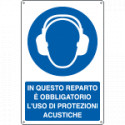 Cartello obbligo in reparto uso protezioni acustiche EN ISO 7010