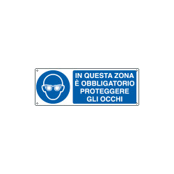 Cartello obbligo in questa zona proteggere occhi EN ISO 7010