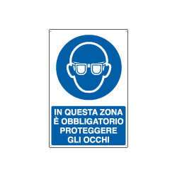 Cartello obbligo in questa zona proteggere occhi EN ISO 7010
