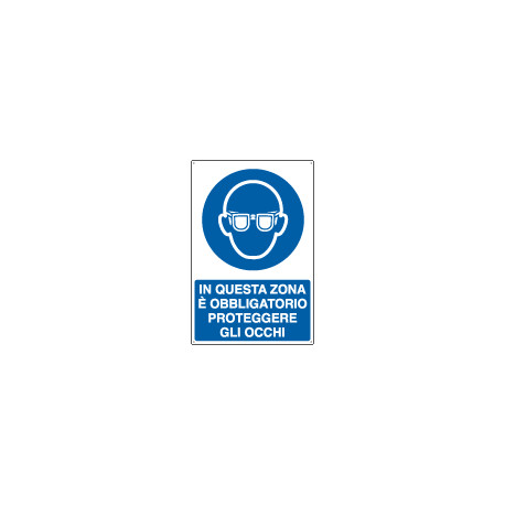 Cartello obbligo in questa zona proteggere occhi EN ISO 7010