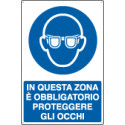 Cartello obbligo in questa zona proteggere occhi EN ISO 7010