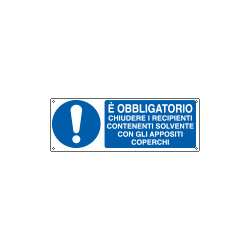 Cartello chiudere recipiente solvente con coperchio EN ISO 7010