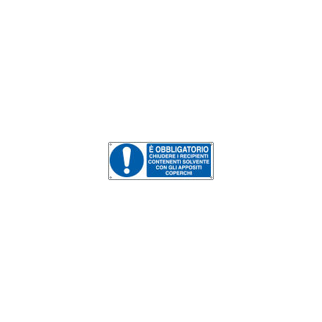 Cartello chiudere recipiente solvente con coperchio EN ISO 7010
