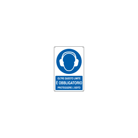 Cartello obbligo proteggere udito oltre limite EN ISO 7010