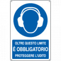 Cartello obbligo proteggere udito oltre limite EN ISO 7010