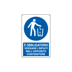Cartello versare rifiuti negli appositi contenitori EN ISO 7010