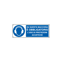 Cartello obbligo proteggere l'udito su macchina EN ISO 7010