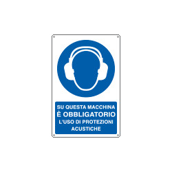 Cartello obbligoproteggere l'udito su macchina EN ISO 7010