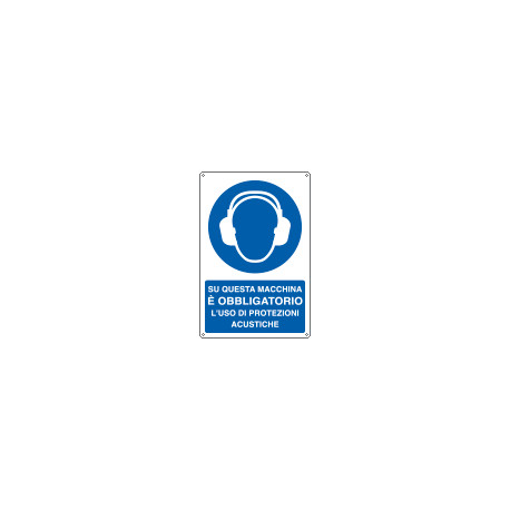 Cartello obbligoproteggere l'udito su macchina EN ISO 7010