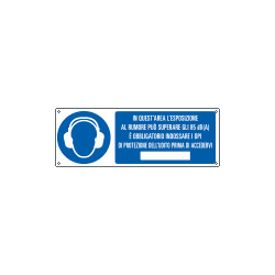 Cartello obbligo in quest'area l'esposizione al rumore. . . EN ISO 7010