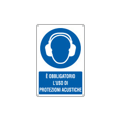 Cartello obbligo "e' obbligatorio l'uso di protezioni acustiche"