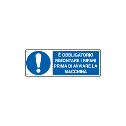 Etichetta adesiva obbligo rimontare i ripari prima EN ISO 7010