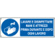 Etichetta obbligo lavare disinfettare mani e attrezzi EN ISO 7010
