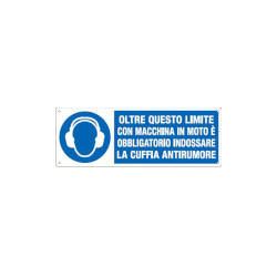 Cartello obbligo oltre limite obbligo cuffia EN ISO 7010