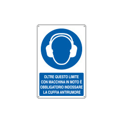 Cartello obbligo oltre limite obbligo cuffia EN ISO 7010