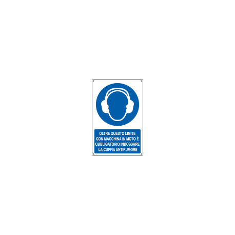 Cartello obbligo oltre limite obbligo cuffia EN ISO 7010
