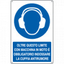 Cartello obbligo oltre limite obbligo cuffia EN ISO 7010