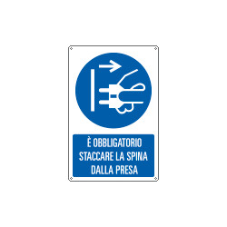 Cartello staccare la spina da presa EN ISO 7010
