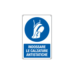 Cartello indossare le calzature antistatiche EN ISO 7010