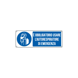 Cartello obbligo usare l'autorespiratore di emergenza EN ISO 7010