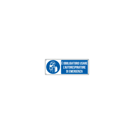 Cartello obbligo usare l'autorespiratore di emergenza EN ISO 7010