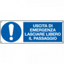 Cartello obbligo uscita emergenza lasciare libero passag. . EN ISO 7010