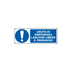 Etichetta adesiva uscita emergenza lasciare libero pass. . EN ISO 7010