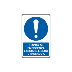 Cartello obbligo uscita emergenza lasciare libero passag. . EN ISO 7010