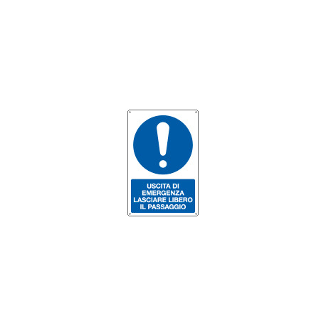 Cartello obbligo uscita emergenza lasciare libero passag. . EN ISO 7010