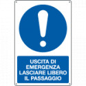 Cartello obbligo uscita emergenza lasciare libero passag. . EN ISO 7010