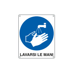 Cartello obbligo lavarsi le mani EN ISO 7010