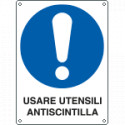 Cartello obbligo usare utensili antiscintilla EN ISO 7010