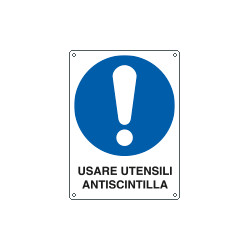 Etichetta obbligo usare utensili antiscintilla EN ISO 7010