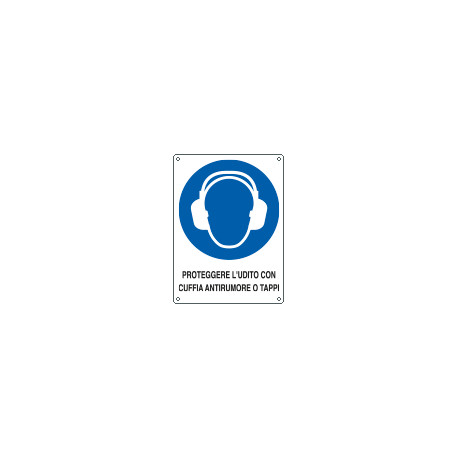 Cartello obbliigo proteggere udito con. . . EN ISO 7010