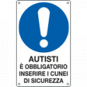 Cartello obbligo inserire cunei di sicurezza EN ISO 7010