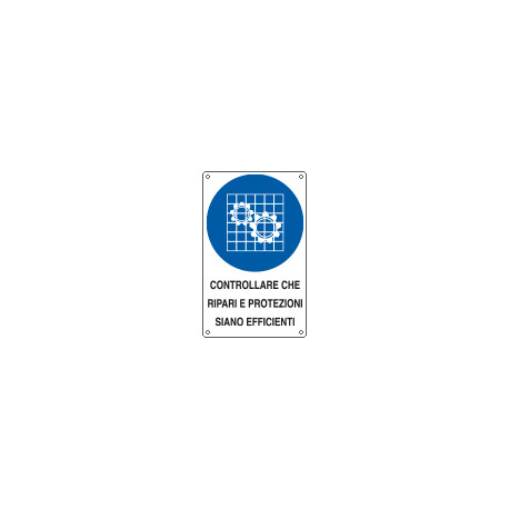 Cartello obbligo controllare ripari e protezioni EN ISO 7010