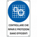 Cartello obbligo controllare ripari e protezioni EN ISO 7010