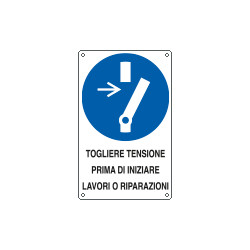 Cartello obbligo togliere tensione prima di iniziare EN ISO 7010