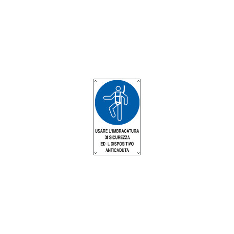 Cartello obbligo usare imbracatura di sicurezza UNI ISO 7010