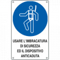 Cartello obbligo usare imbracatura di sicurezza UNI ISO 7010