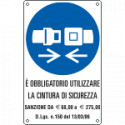 Cartello obbligo cintura di sicurezza con sanzione EN ISO 7010