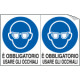 Foglio n. 2 etichette adesive obbligo usare occhiali EN ISO 7010
