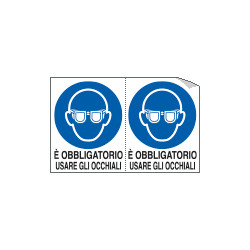 Foglio n. 2 etichette adesive obbligo usare occhiali EN ISO 7010