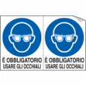 Foglio n. 2 etichette adesive obbligo usare occhiali EN ISO 7010