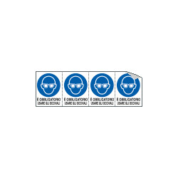 Foglio n. 4 etichette adesive obbligo usare occhiali EN ISO 7010