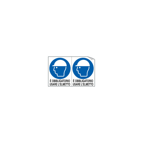 Foglio n. 2 etichette adesive obbligo usare elmetti EN ISO 7010